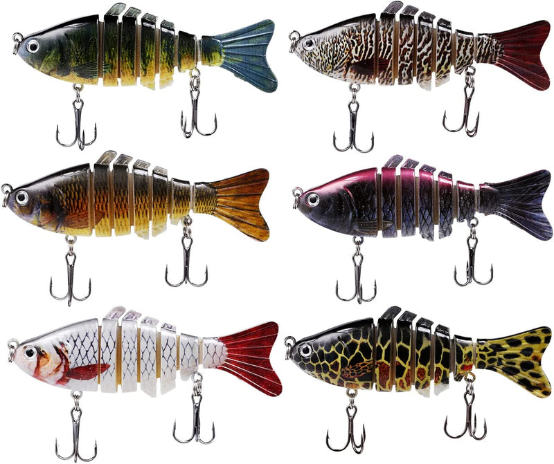 6Pcs Fishing Lures for Bass, Topwater Trout Lures, Multi Jointed Swimbaits, Multi-Jointed Slow Sinking Hard Baits, Swimming Lures for Freshwater Saltwater, Lifelike Fishing Lures Kit Sporting Goods > Outdoor Recreation > Fishing > Fishing Tackle > Fishing Baits & Lures JMGOOK   