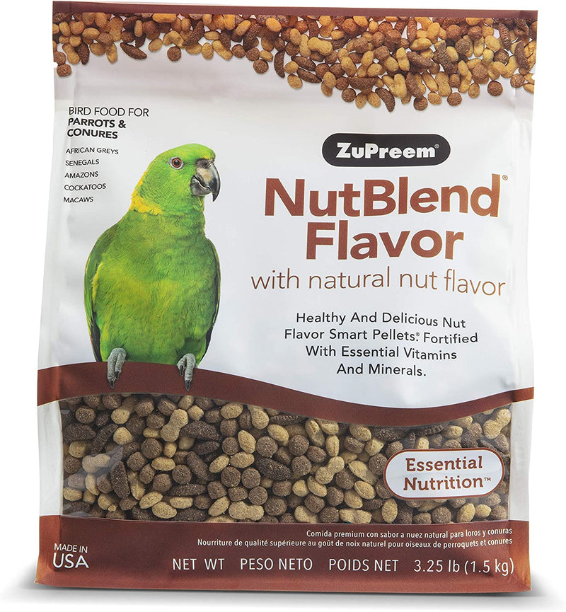 Zupreem Nutblend Smart Pellets Bird Food for Parrots & Conures, 3.25 Lb - Made in USA, Daily Nutrition, Vitamins, Minerals for African Greys, Senegals, Amazons, Eclectus, Cockatoos Animals & Pet Supplies > Pet Supplies > Bird Supplies > Bird Food ZuPreem 3.25 Pound (Pack of 2)  