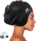 Alepo Extra Large Swim Cap for Women Men, Durable Silicone Swimming Hat with Ear Protection, Unisex Adults Bath Swimming Caps for Long Thick Curly Hair & Dreadlocks Braids Weaves Afro Hair