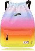 Risefit Waterproof Drawstring Bag, Drawstring Backpack, Gym Bag Sackpack Sports Backpack for Women Girls Home & Garden > Household Supplies > Storage & Organization Risefit 02-gradient Rainbow  