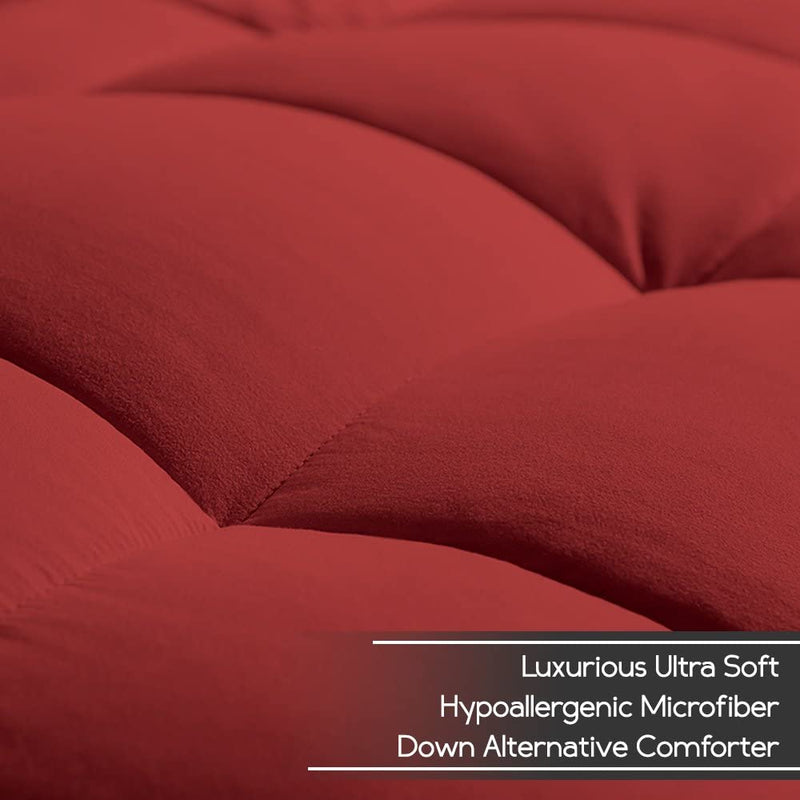 Crimson Red Twin Extra Long down Alternative Comforter Set by Ivy Union