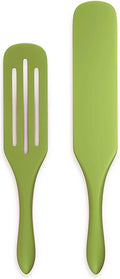 Mad Hungry Spurtle Silicone Set 2-Piece - Kitchen Spatula Spoon Tools for Cooking, Narrow Jar Scraper, Mixing Spoons, Icing Cake & Frosting Knife Spreader, Slim & Slotted Thin Paddle Spurtles Utensil Home & Garden > Kitchen & Dining > Kitchen Tools & Utensils Mad Hungry Harvest Green  