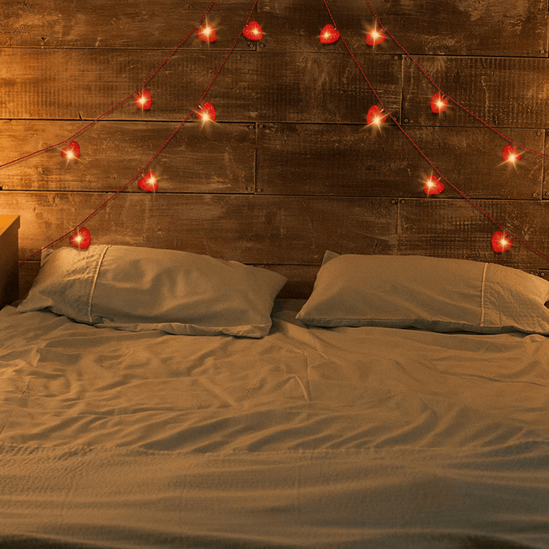 16 Feet/ 5 M 20 LED Red Heart String Lights Valentine'S Day Heart Plastic Light Set Battery Operated Fairy String Lights for Valentines, Wedding, Christmas, Birthday Party Decor Home & Garden > Decor > Seasonal & Holiday Decorations Mudder   