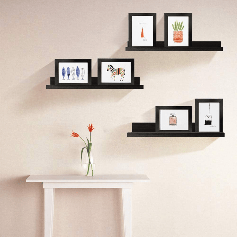 16 Inch Black Floating Shelves Set of 3, Picture Ledge Wall Mount Shelf for Bedroom, Living Room, Office, Kitchen Furniture > Shelving > Wall Shelves & Ledges Lavezee   