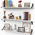 16 Inch Wall Shelves, Set of 3 Black Modern Rustic Display Shelves, Wall Mount Picture Ledges W/ Brackets by Icona Bay Furniture > Shelving > Wall Shelves & Ledges Icona Bay White 36" 