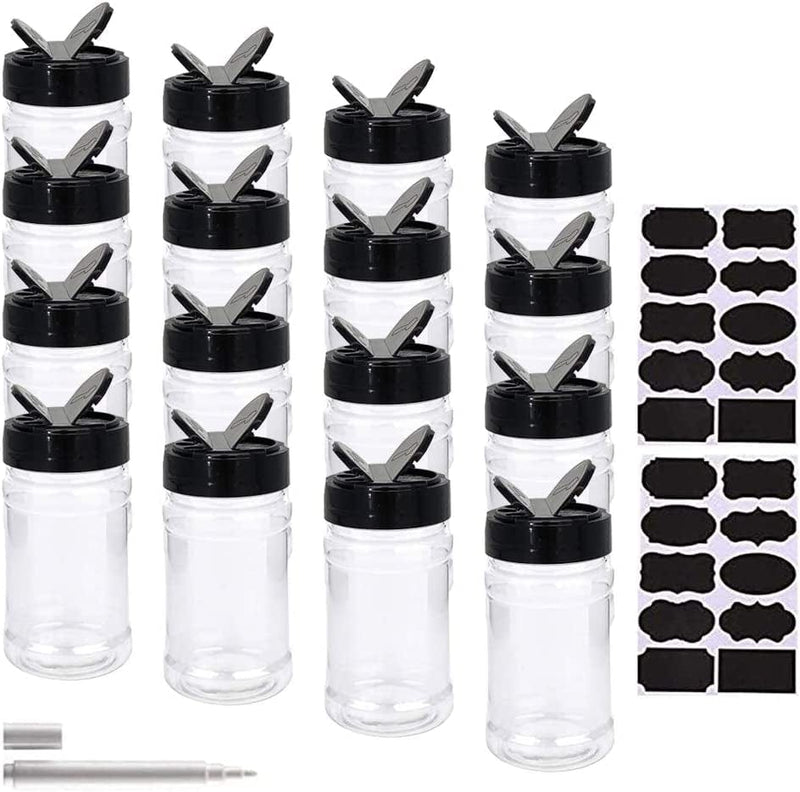 16 Pack 7Oz Clear Plastic Spice Jars,Storage Container Bottle Containers with Black Cap,Perfect for Storing Spice,Herbs and Powders,Provide Chalkboard Labels and Chalk Marker Home & Garden > Decor > Decorative Jars Baaxxango   