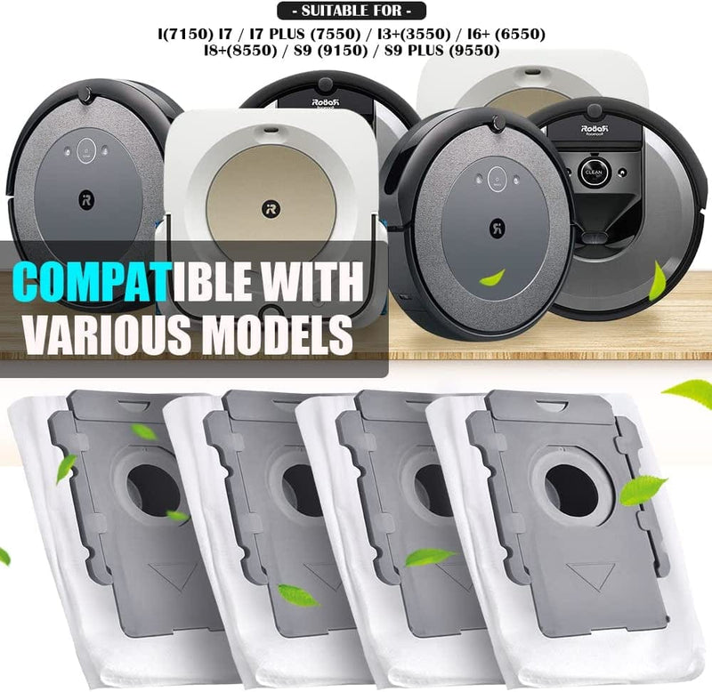16 Packs Vacuum Bags Replacement for Irobot Roomba I7, for Irobot Roomba Bags I7 Plus, I8, I8+, I3, I3+, I4+, I6+, J7, J7+, S9, S9 Plus, I & S & J Series, Automatic Dirt Disposal Irobot Vacuum Bags