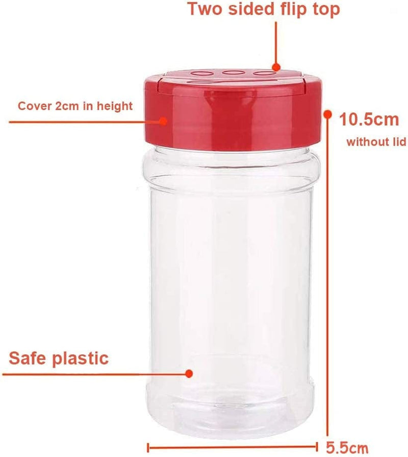 16 PCS 7Oz/200Ml Clear Plastic Spice Jars Storage Bottle Container,Spice Containers BPA Free with Red Flapper Lid,Sifter Shaker Holes Perfect for Storing Spice,Herbs and Powders Home & Garden > Decor > Decorative Jars OJYUDD   