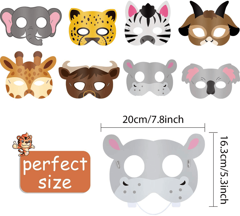 16 Piece Animal Masks Animal Costume Party Favors with 16 Different Animal Face for Petting Zoo Farmhouse Jungle Safari Theme Birthday Party Halloween Masks Dress-Up Party Supplies Apparel & Accessories > Costumes & Accessories > Masks Blulu   
