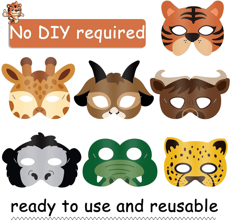 16 Piece Animal Masks Animal Costume Party Favors with 16 Different Animal Face for Petting Zoo Farmhouse Jungle Safari Theme Birthday Party Halloween Masks Dress-Up Party Supplies