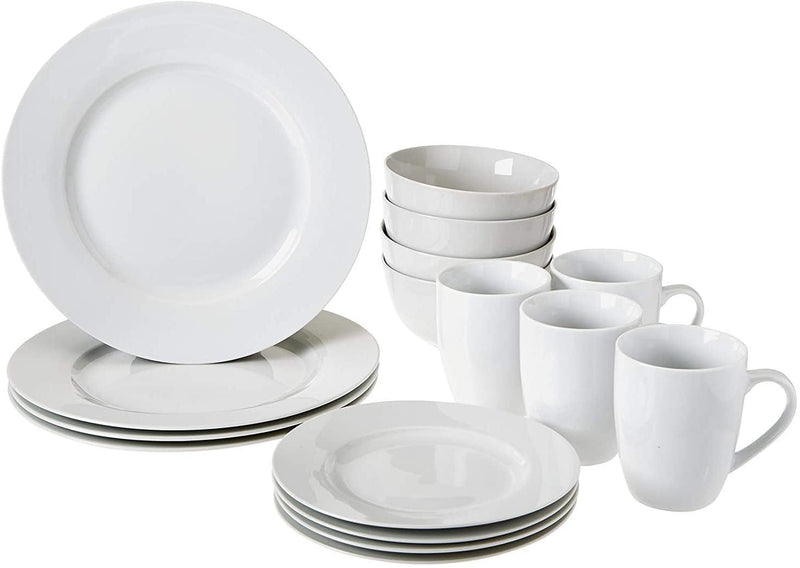 16-Piece Porcelain Kitchen Dinnerware Set with Plates, Bowls and Mugs, Service for 4 - White Home & Garden > Kitchen & Dining > Tableware > Dinnerware KOL DEALS   