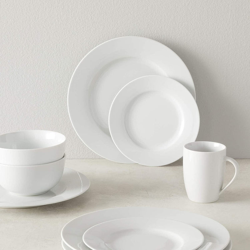 16-Piece Porcelain Kitchen Dinnerware Set with Plates, Bowls and Mugs, Service for 4 - White