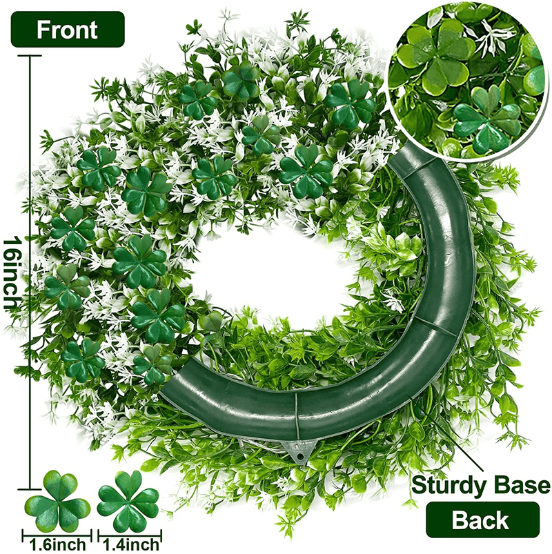 16" St. Patrick'S Day Shamrocks Wreath for Front Door Decoration, 20 Warm Lights Clover Battery Operated Spring Artificial Green Wreath Greenery Irish St. Patrick'S Day Decoration Wall Window Porch Arts & Entertainment > Party & Celebration > Party Supplies TURNMEON   