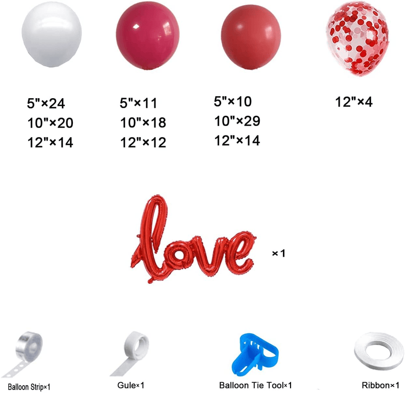 161 Pcs Valentines Day Balloons Decorations, Valentines Day Decor, White Red Confetti Balloon Garland Arch Kit for Romantic Decorations Special Night, Anniversary, Engagement Party Decorations Supplies Home & Garden > Decor > Seasonal & Holiday Decorations Vurxanqo   