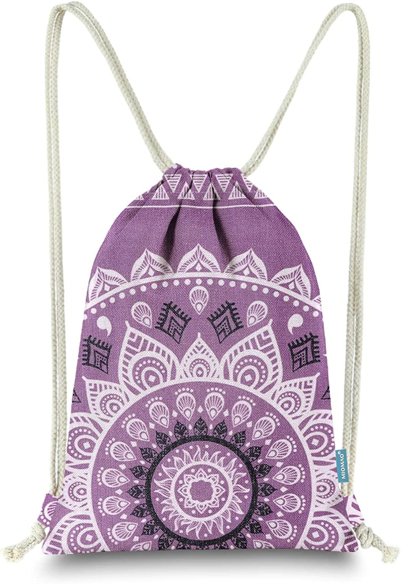 Miomao Drawstring Backpack Mandala Style String Bag Canvas Beach Sport Daypack Home & Garden > Household Supplies > Storage & Organization Qingdao Miomao E-Commerce Co., Ltd Lilac Purple  