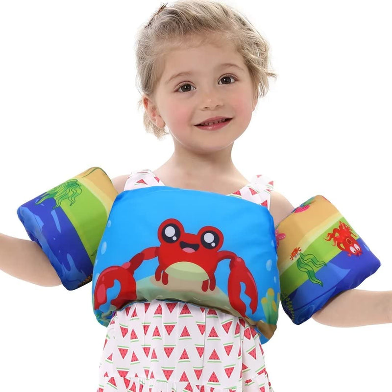 Toddler Swim Vest Kids Adjustable Strap Swimming Jacket Pool Floaties Learn Swimming Training, Cute Cartoon Swim Training Equipment Swim Aid for 20-50 Lbs Boys and Girls Sporting Goods > Outdoor Recreation > Boating & Water Sports > Swimming Onory Blue crab  