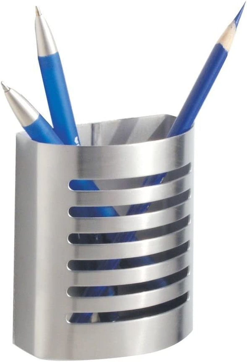 Idesign 85176 Magnetic Modern Pen and Pencil Holder, Writing Utensil Storage Organizer for Kitchen, Locker, Home, or Office, Set of 1, Mint Blue Home & Garden > Household Supplies > Storage & Organization iDesign Brushed Pencil Cup 