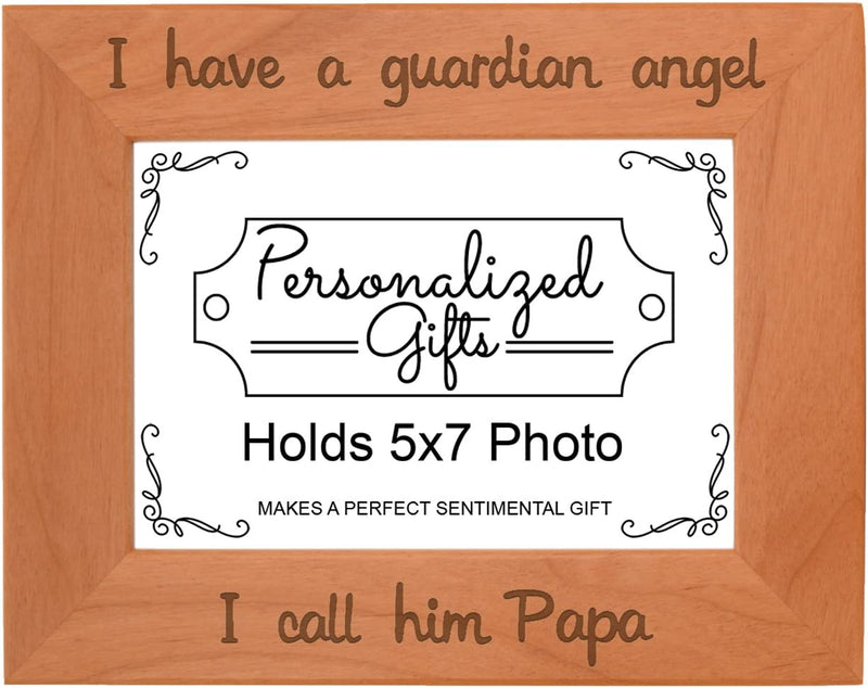 Thiswear Bereavement Gifts Grandpa Papa I Have a Guardian Angel Funeral Gifts Natural Wood Engraved 4X6 Landscape Picture Frame Wood Home & Garden > Decor > Picture Frames ThisWear 5x7 Landscape  
