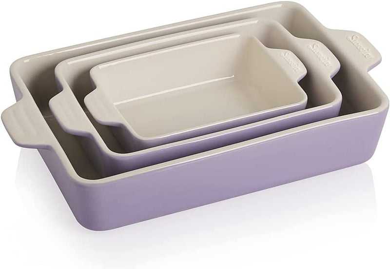 SWEEJAR Ceramic Bakeware Set, Rectangular Baking Dish Lasagna Pans for Cooking, Kitchen, Cake Dinner, Banquet and Daily Use, 11.8 X 7.8 X 2.75 Inches of Casserole Dishes (Navy) Home & Garden > Kitchen & Dining > Cookware & Bakeware SWEEJAR Purple  