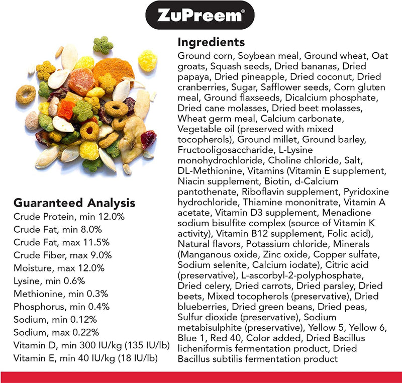 Zupreem Smart Selects Bird Food for Large Birds, 4 Lb - Everyday Feeding for Amazons, Macaws, Cockatoos Animals & Pet Supplies > Pet Supplies > Bird Supplies > Bird Food ZuPreem   