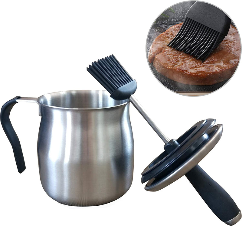 Sauce Pot and Basting Brush Pot Set Grill Gadgets for Men Grilling Smoking Meat Accessories Outdoor BBQ Gifts Kitchen Tools for Cooking Barbecue Pastry Baking Party Cakes Desserts Home & Garden > Kitchen & Dining > Kitchen Tools & Utensils Jingtech   