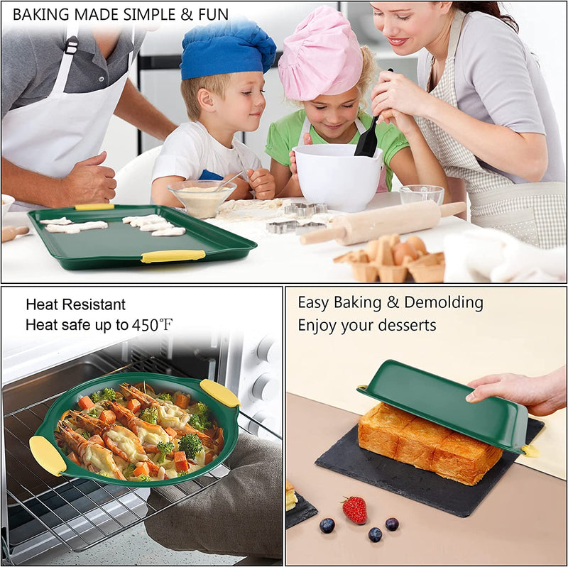 Luxury 10In1 Nonstick Carbon Steel Baking Cake Pan Cookie Sheet Molds Tray Set for Oven, BPA Free Heat Resistant Bakeware Suppliers Tools Kit for Muffin Loaf Pizza Bread Cheesecake Cupcake Pie Utensil Home & Garden > Kitchen & Dining > Cookware & Bakeware Doosmile   