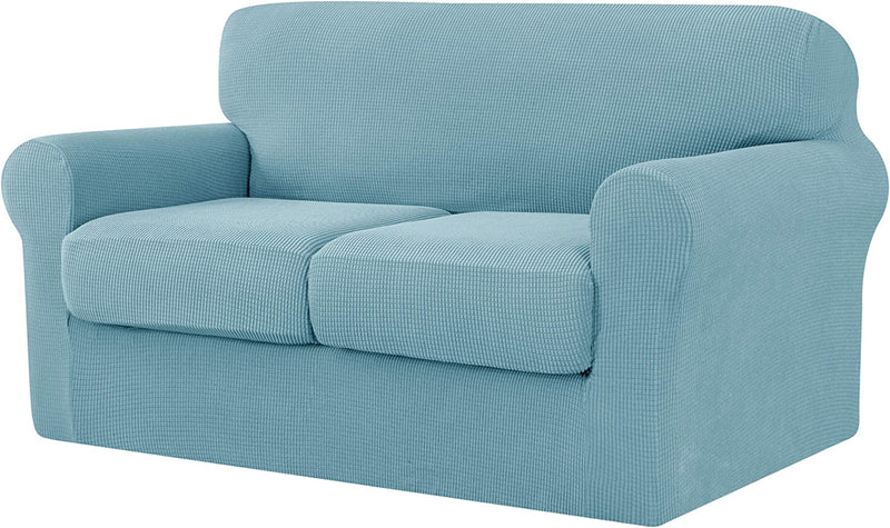Ouka Slipcover with 3-Piece Separate Cushion Cover, High Stretch Couch Cover, Soft Protector for Sofa with Separate Cushions(Large,Ivory White) Home & Garden > Decor > Chair & Sofa Cushions Ouka Light Blue Medium 