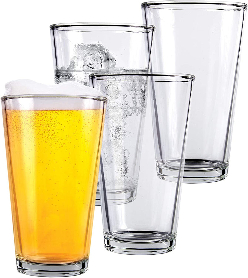 Clear Glass Beer Cups – 4 Pack – All Purpose Drinking Tumblers, 16 Oz – Elegant Design for Home and Kitchen – Lead and BPA Free, Great for Restaurants, Bars, Parties – by Kitchen Lux Home & Garden > Kitchen & Dining > Tableware > Drinkware Kitchen Lux 4  
