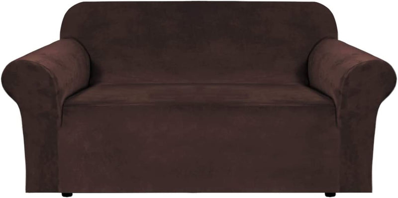 Stretch Velvet Sofa Covers for 3 Cushion Couch Covers Sofa Slipcovers Furniture Protector Soft with Non Slip Elastic Bottom, Crafted from Thick Comfy Rich Velour (Sofa 72"-90", Chocolate) Home & Garden > Decor > Chair & Sofa Cushions H.VERSAILTEX Chocolate Loveseat 