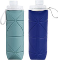 SPECIAL MADE 2Pack Collapsible Water Bottles Leakproof Valve Reusable BPA Free Silicone Foldable Water Bottle for Sport Gym Camping Hiking Travel Sports Lightweight Durable 20Oz 600Ml Sporting Goods > Outdoor Recreation > Winter Sports & Activities SPECIAL MADE Green+Blue  