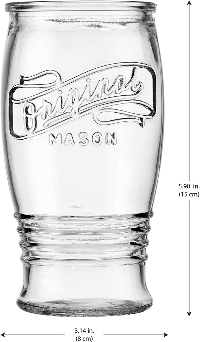 Pilsner Glasses 16 Oz. Beer Glasses by Glaver’S, Set of 4 Tall Original Mason Glasses, Wheat Beer Pint Glasses, Drinking Cups for Juice, Smoothies, Beverages, Cocktail Drinkware, Dishware Safe.