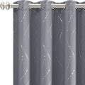 Grey White Curtains for Bedroom - 84 Inch Long, 2 Panels - Grommet Window Curtains with Silver Foil Lines Dots, Thermal Insulated Blackout Curtain for Living Room(Grey White, 52X84 Inch) Home & Garden > Decor > Window Treatments > Curtains & Drapes Pocass Grey 52" x 84", 2 Panels 