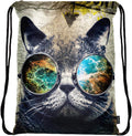 Meffort Inc Lightweight Drawstring Bag Sport Gym Sack Bag Backpack with Side Pocket - Almond Blossom Home & Garden > Household Supplies > Storage & Organization Meffort Inc Cool Cat 1  