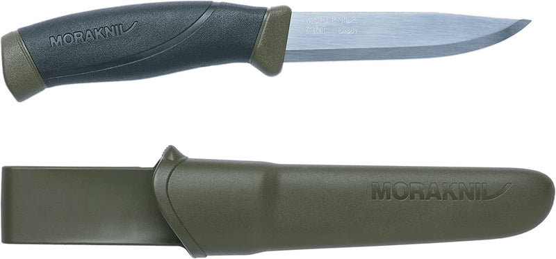 Morakniv Companion Carbon Steel Fixed-Blade Knife with Sheath, 4.1 Inch, Military Green Sporting Goods > Outdoor Recreation > Fishing > Fishing Rods Industrial Revolution   
