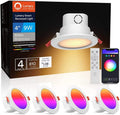 Lumary Integrated Smart Recessed Lighting 6 Inch with Junction Box 13W 1100LM Canless Wifi Downlight with BT Remote RGBCW Color Changing APP Dimmable Wafer Light Work with Alexa/Google Assistant, 4PCS Home & Garden > Lighting > Flood & Spot Lights Lumary 4 Inch-4 Pack  