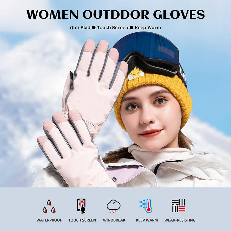 Women Cycling-Gloves Ski-Gloves Embroidery Full Finger Road Bike Thermal Mittens Touchscreen Winter Warm-Gloves Windproof Waterproof Mountain Riding Workout Motorcycle Running Skiing for Women Sporting Goods > Outdoor Recreation > Boating & Water Sports > Swimming > Swim Gloves MengK   