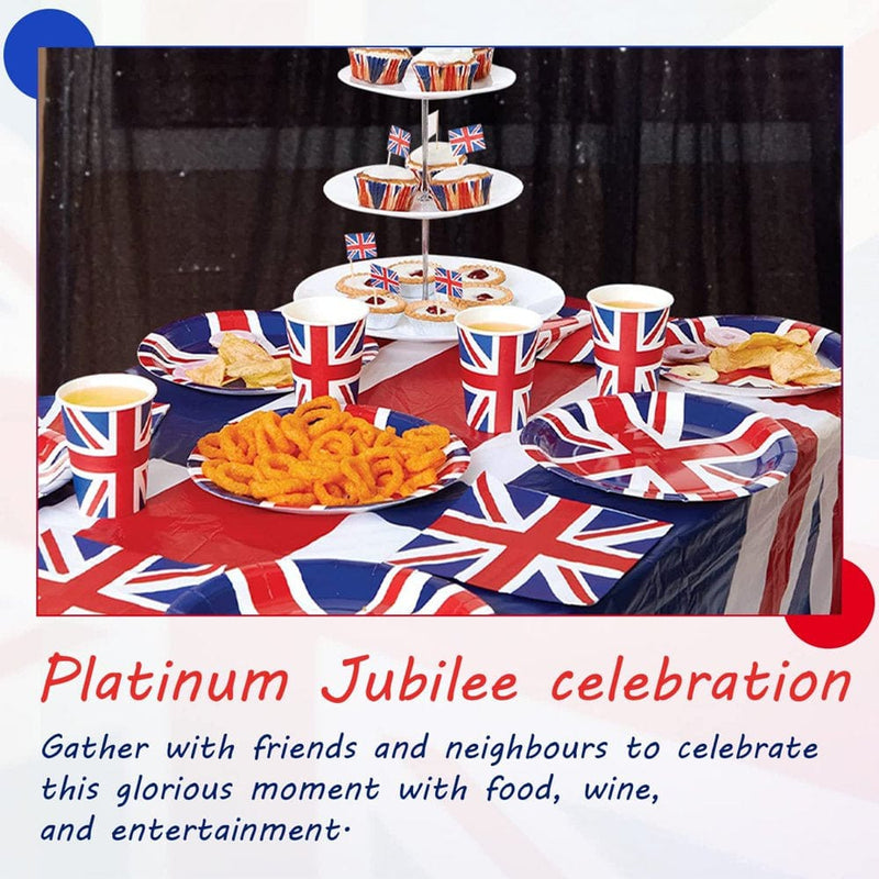 16PCS Union Jack Paper Plates, Queens Platinum Jubilee 2022 Royal Theme Party Supplies Disposables Britain Sporting Events Pub BBQ Table Decorations, 18Cm Arts & Entertainment > Party & Celebration > Party Supplies JOBBE   
