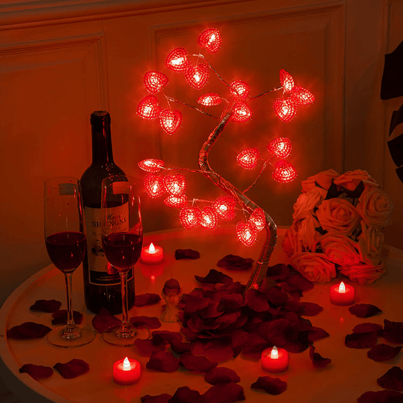17 Inch Valentines Day Decor Lighted Tree, Valentines Tree Lights with 24 LED Heart Lights, 8 Modes Usb/Battery Operated Artificial Tree Lamps for Home Valentine'S Day Party Wedding Table Decor Home & Garden > Decor > Seasonal & Holiday Decorations Hiboom   