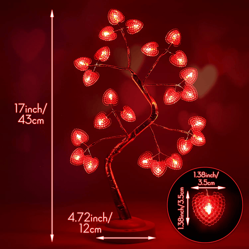 17 Inch Valentines Day Decor Lighted Tree, Valentines Tree Lights with 24 LED Heart Lights, 8 Modes Usb/Battery Operated Artificial Tree Lamps for Home Valentine'S Day Party Wedding Table Decor Home & Garden > Decor > Seasonal & Holiday Decorations Hiboom   