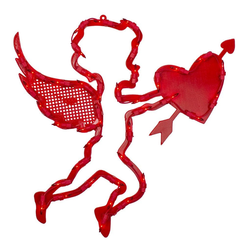 17" Lighted Red Cupid with Heart Valentine'S Day Window Silhouette Decoration Home & Garden > Decor > Seasonal & Holiday Decorations Northlight   