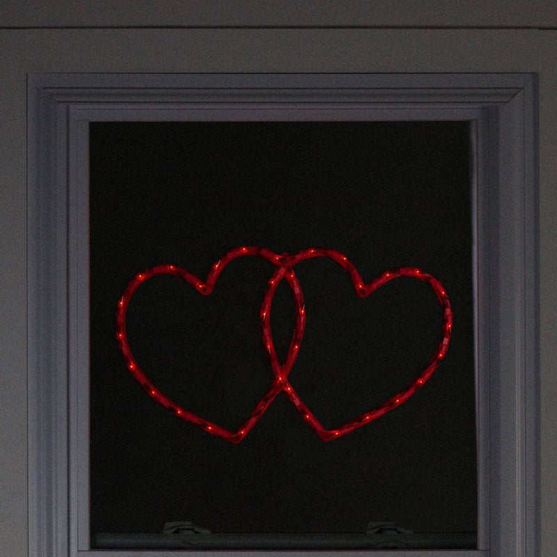 17" Lighted Red Double Heart Valentine'S Day Window Silhouette Decoration Home & Garden > Decor > Seasonal & Holiday Decorations Northlight   