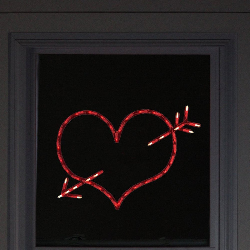 17" Lighted Red Heart with Arrow Valentine'S Day Window Silhouette Decoration Home & Garden > Decor > Seasonal & Holiday Decorations Northlight   