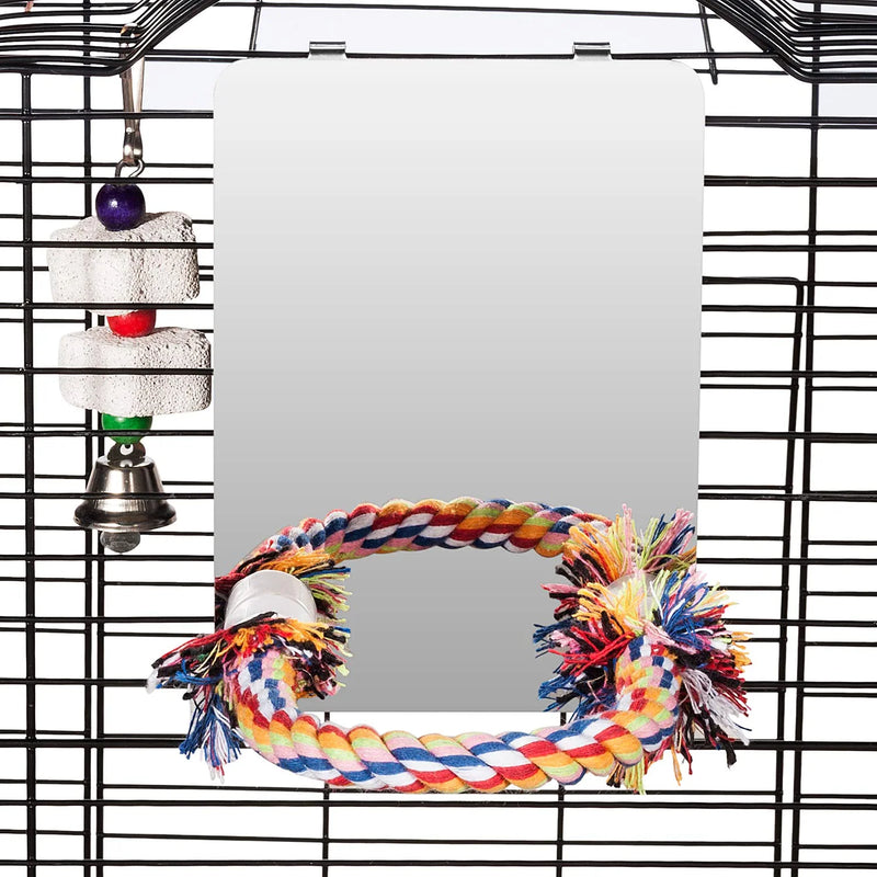Colorday 7 Inch Stainless Steel Bird Mirror with Rope Perch, Bird Toys Swing Animals & Pet Supplies > Pet Supplies > Bird Supplies > Bird Toys Colorday   