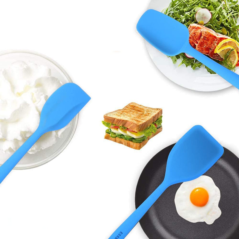 ESSBES Silicone Mini Kitchen Utensils Set of 8 Small Kitchen Tools Nonstick Cookware with Hanging Hole (Blue)