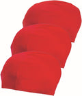 Swim Cap Comfortable Stretch/Spandex - Kids/Adults - Fits Kids with All Hair Length and Adult Short Hair Sporting Goods > Outdoor Recreation > Boating & Water Sports > Swimming > Swim Caps Abstract 3 PACK - RED  