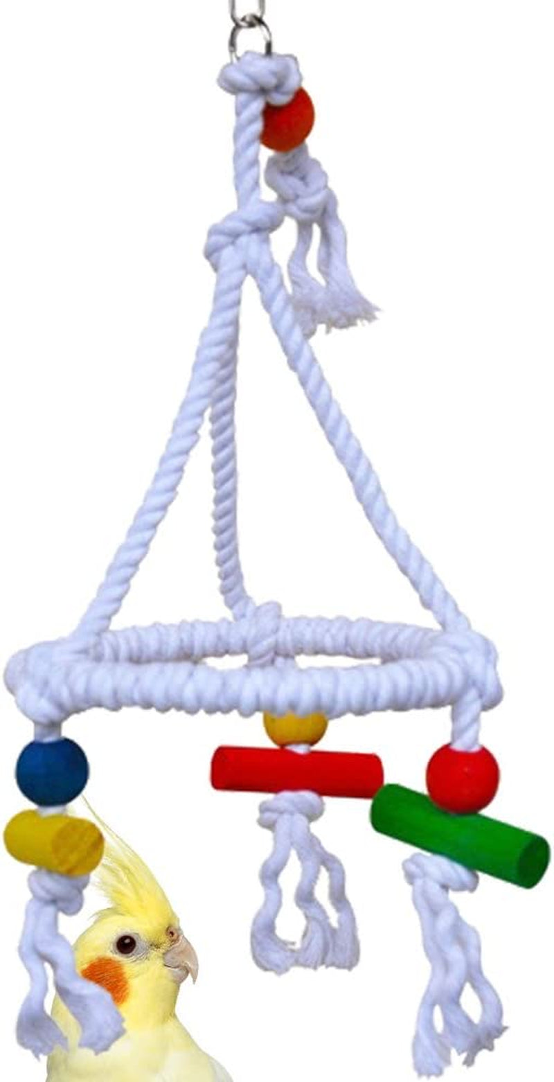 Bonka Bird Toys 1422 Rope Swing Pyramid Perch Toy Parrot Cage Perches Cages Parakeet Lovebird Conure Cockatiel Parakeets Swings Aviary Playground Ring Gym Supplies Animals & Pet Supplies > Pet Supplies > Bird Supplies Bonka Bird Toys   
