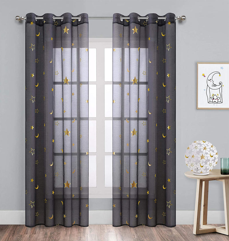 Girl Curtains for Bedroom Pink with Gold Stars Blackout Window Drapes for Nursery Heavy and Soft Energy Efficient Grommet Top 52 Inch Wide by 84 Inch Long Set of 2 Home & Garden > Decor > Window Treatments > Curtains & Drapes Gold Dandelion Gold Grey 52 in x 84 in 