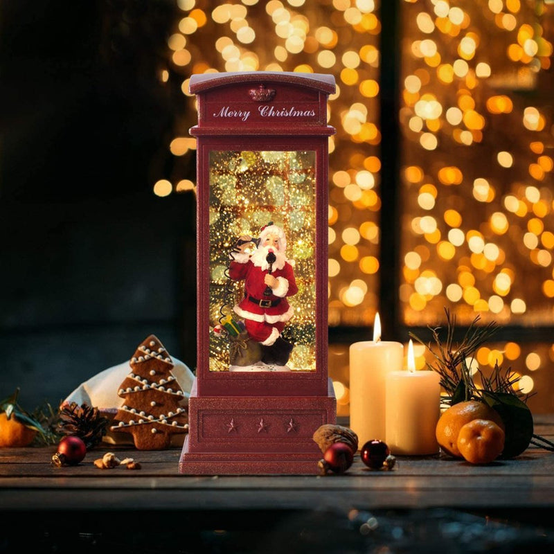 Christmas Snow Lantern with Music, Battery Operated Lighted Swirling Glitter Water Lantern with Timer for Christmas Home Decoration, Black Christmas Tree Home Home & Garden > Decor > Seasonal & Holiday Decorations& Garden > Decor > Seasonal & Holiday Decorations Kanstar Santa  