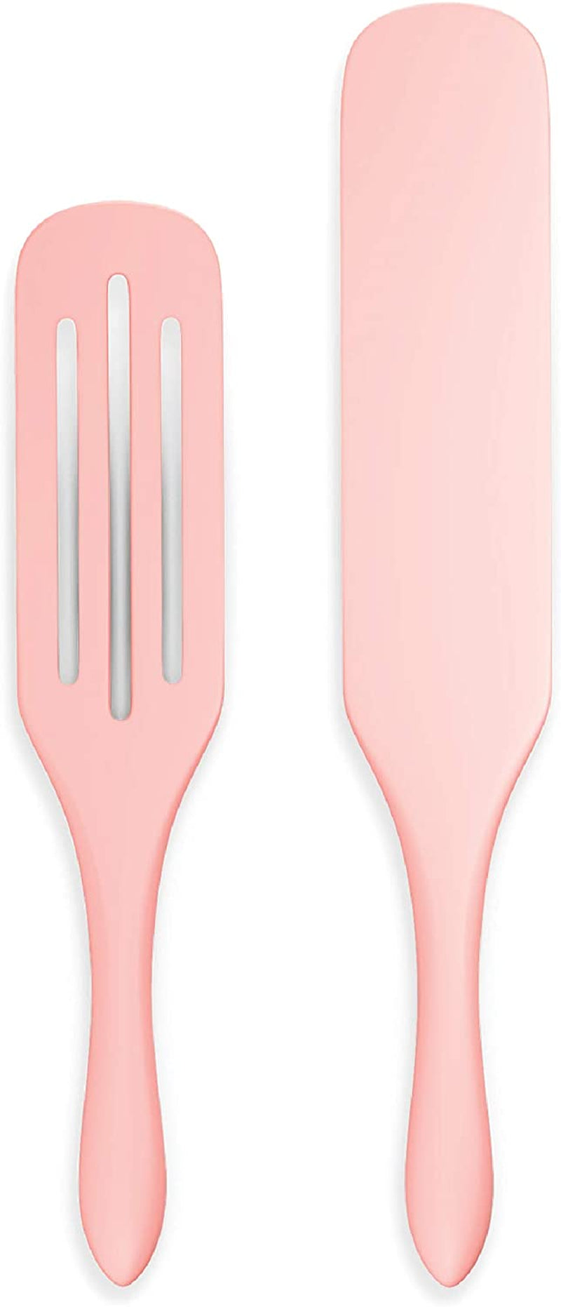 Mad Hungry Spurtle Silicone Set 2-Piece - Kitchen Spatula Spoon Tools for Cooking, Narrow Jar Scraper, Mixing Spoons, Icing Cake & Frosting Knife Spreader, Slim & Slotted Thin Paddle Spurtles Utensil Home & Garden > Kitchen & Dining > Kitchen Tools & Utensils Mad Hungry Pastel Pink  