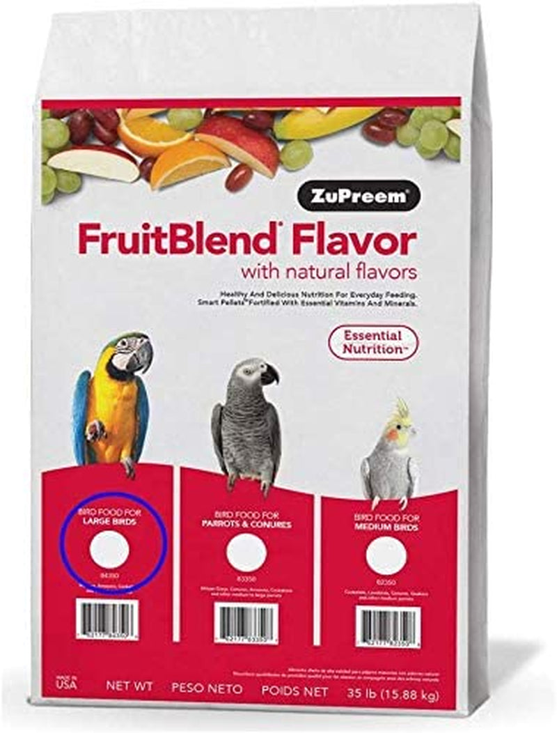 Zupreem Fruitblend Flavor Pellets Bird Food for Large Birds, 35 Lb - Daily Blend Made in USA for Amazons, Macaws, Cockatoos Animals & Pet Supplies > Pet Supplies > Bird Supplies > Bird Food ZuPreem FruitBlend 35 Pound (Pack of 1) 
